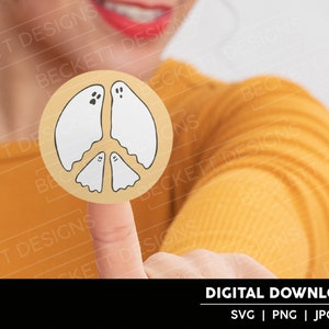 Hand-Drawn Peace Sign Ghosts Cut File | SVG | JPG | PNG | Digital Download | Cricut & Silhouette Cut File | Cute Halloween