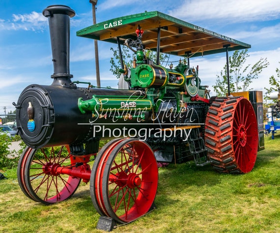 Old black and red Case Steam Engine - Transportation Photography - Steam  Engine - Instant Download- Digital Photo