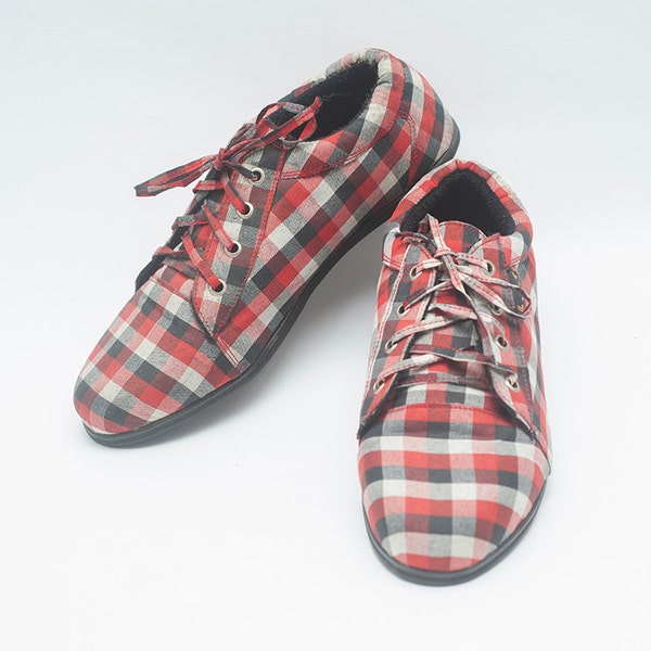 LDC Shoes - Checkered Reds - Men Shoes - ONLY Men EU Size 42 Available - Sneakers - Flats - Unique Limited Custom Made - www.ldcshoes.com