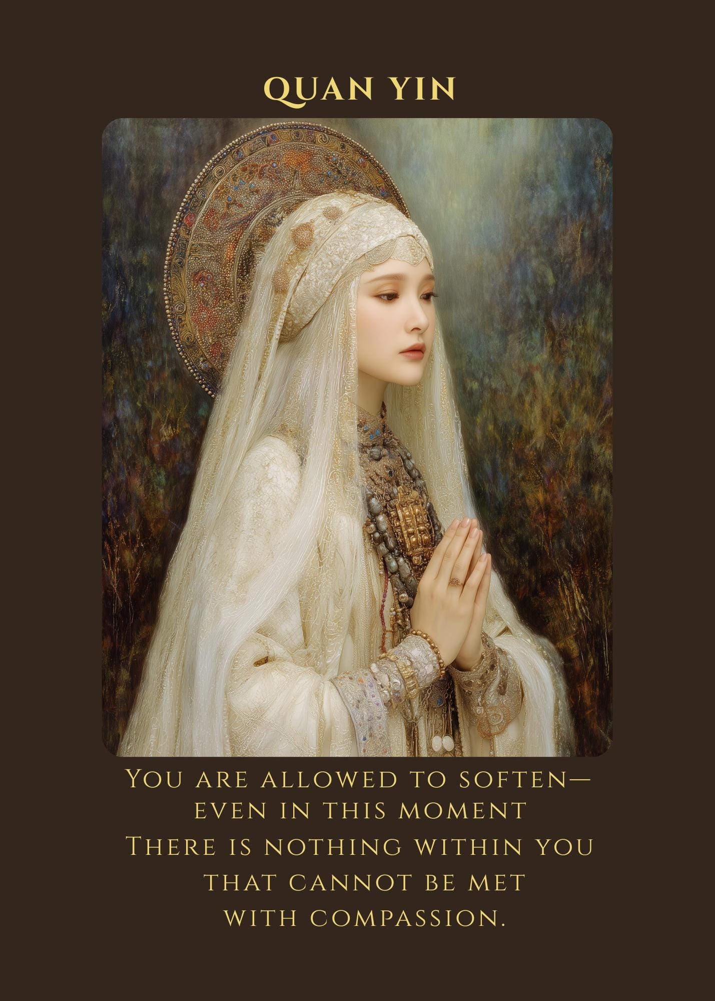 Compassion Oracle Card Quan Yin Goddess Oracle Card Printable | Compassion Affirmation Wall ...