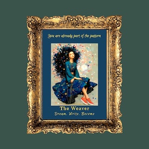 Karta do druku Weaver Goddess Girl — 5x7 — do pobrania w wersji cyfrowej — Archetype Art dla intuicji i intencji — Dream Write Become — Spiritual Wall Art
