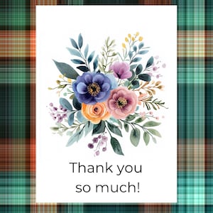 Modèle de carte de remerciement bouquet en téléchargement immédiat imprimable 5 x 7