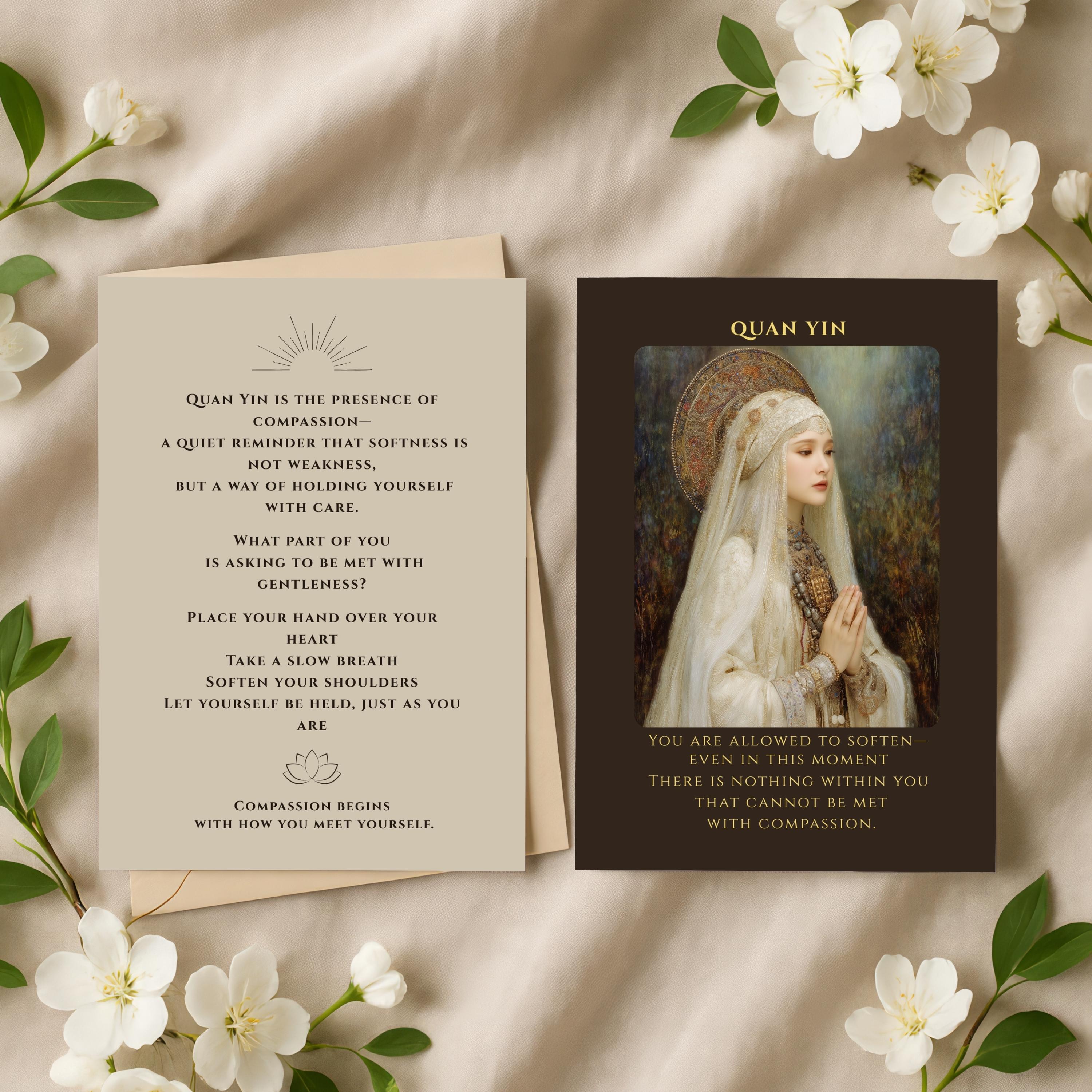 Compassion Oracle Card Quan Yin Goddess Oracle Card Printable | Compassion Affirmation Wall ...