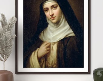 Lámina artística de Santa Teresa de Ávila – Decoración católica para el hogar (Descarga digital)