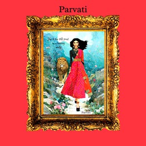 Parvati Göttin Kunstkarte, göttliche Boten Sammlung, 5 x 7 sofortiger Download druckbare, friedliche weibliche Macht und Anmut