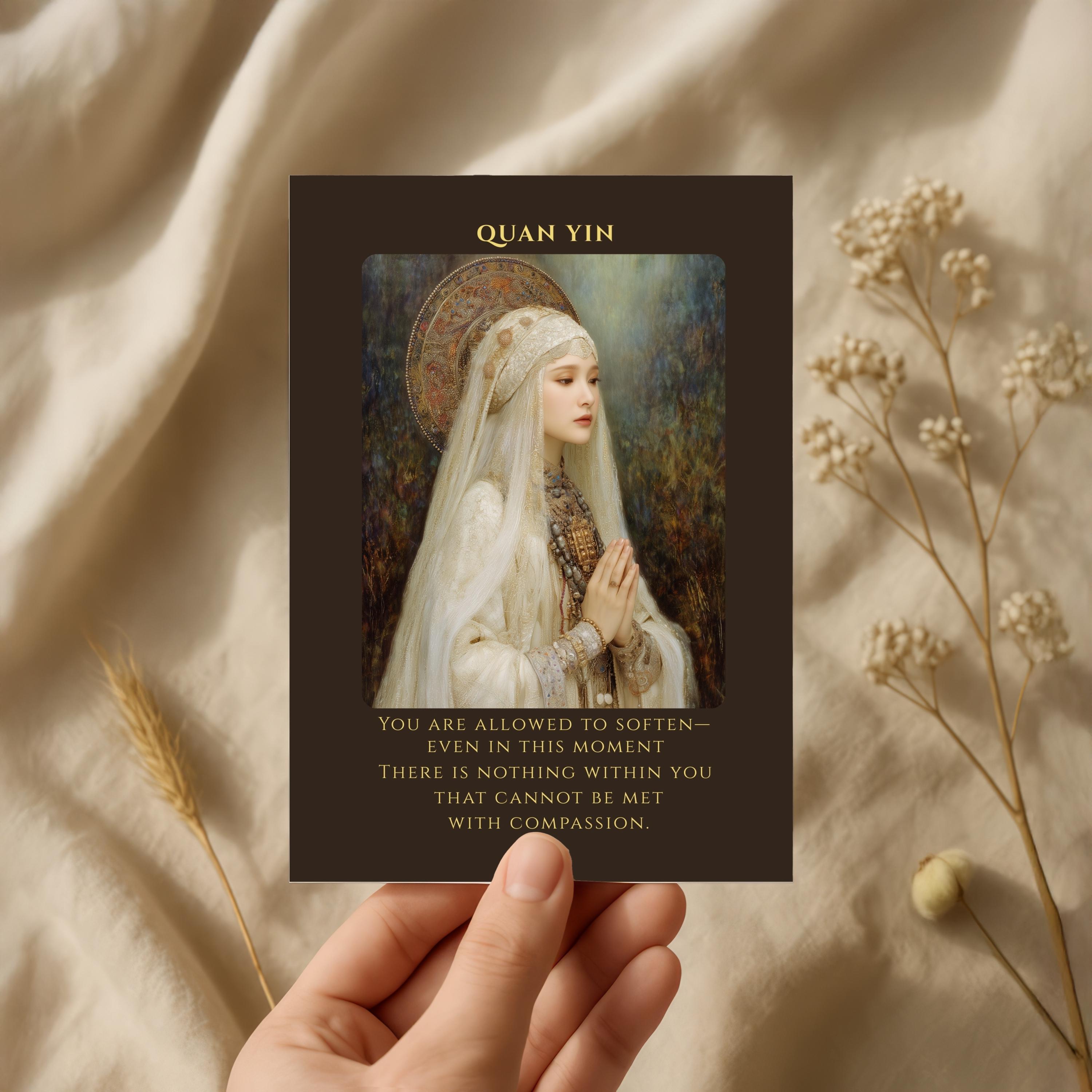 Compassion Oracle Card Quan Yin Goddess Oracle Card Printable | Compassion Affirmation Wall ...