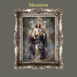 Archangel Metatron Printable Card, 5x7 , Saints and Messengers Collection, Metatron&#39;s Cube Sacred Geometry Art, Instant Download Spiritual
