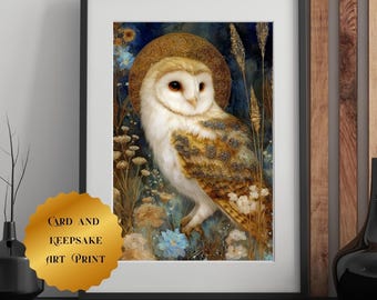 Tarjeta del Búho como Animal de Poder, ¿Qué significa ver un búho? (Imprimible), Arte mural con el significado espiritual del búho, guía intuitiva, JPG PDF digital de 5x7 y 8x10