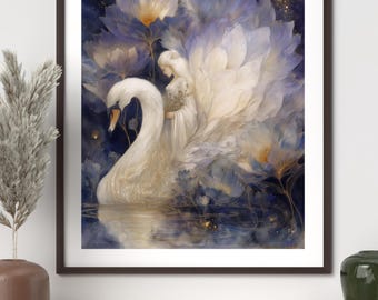 Lámina artística de la Diosa Cisne / Leda, Mitología Griega (Descarga digital)