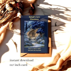 Carte de rêve de l'Himalaya - Affirmation spirituelle imprimable de la grotte de Babaji