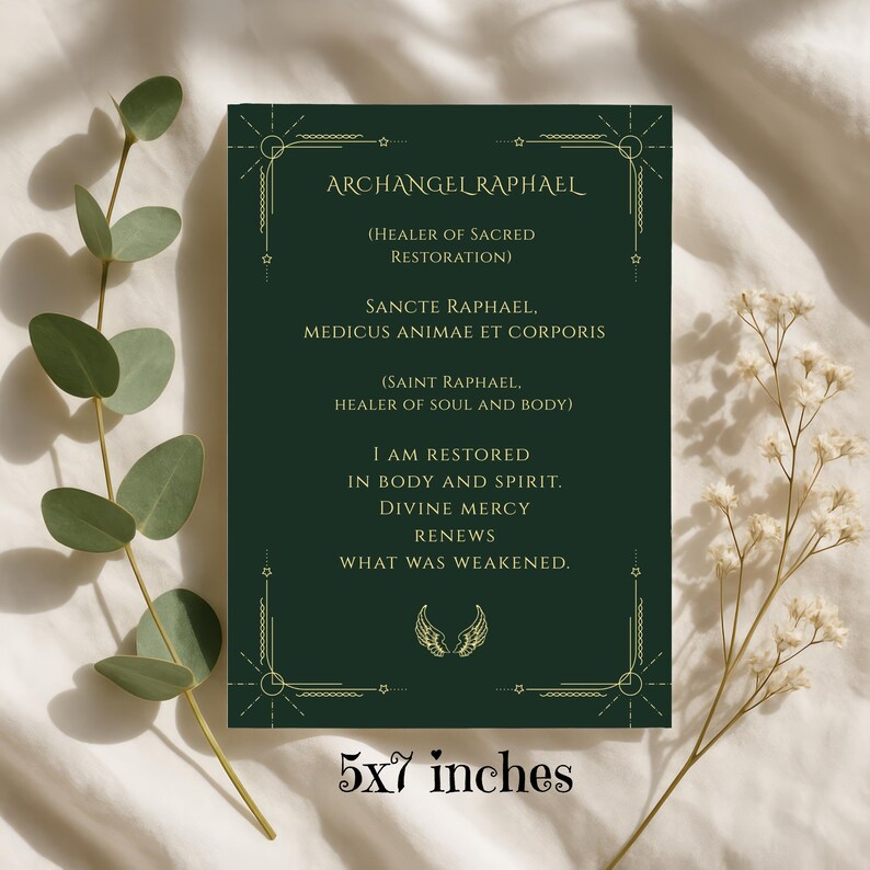 Archangel Raphael Altar Card Catholic Printable Romantic Healing Prayer ...
