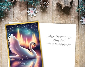 Cartão de Natal Majestic Swan Presente Download instantâneo Digital Printable