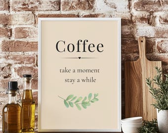 Láminas decorativas de café para pared (24x30, 8x10), decoración acogedora para la cocina, frases minimalistas sobre café, láminas de estética neutra, regalo para amantes del café.