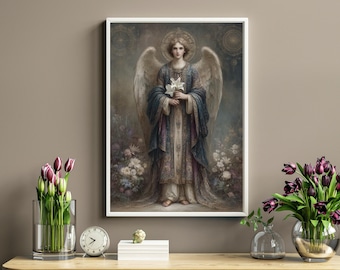Archanioł Gabriel – wydruk na ścianę – 8x10 – cyfrowa grafika do pobrania – duchowy wystrój domu – Posłaniec Światła