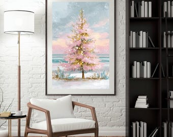 Impresión de árbol de Navidad pastel para playa / Decoración costera (Descarga digital)