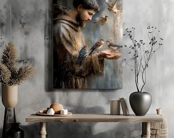 Saint Francis Art Print – Pastel Impressionist Catholic Decor (Digital Download)