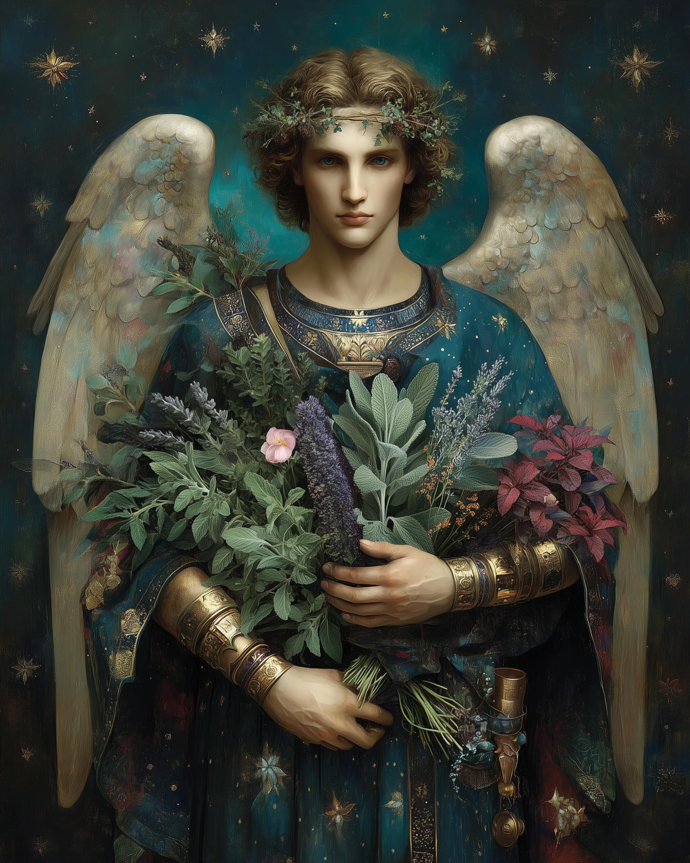 Archangel Raphael Healing Art Print – Emerald Light Angel (digital ...