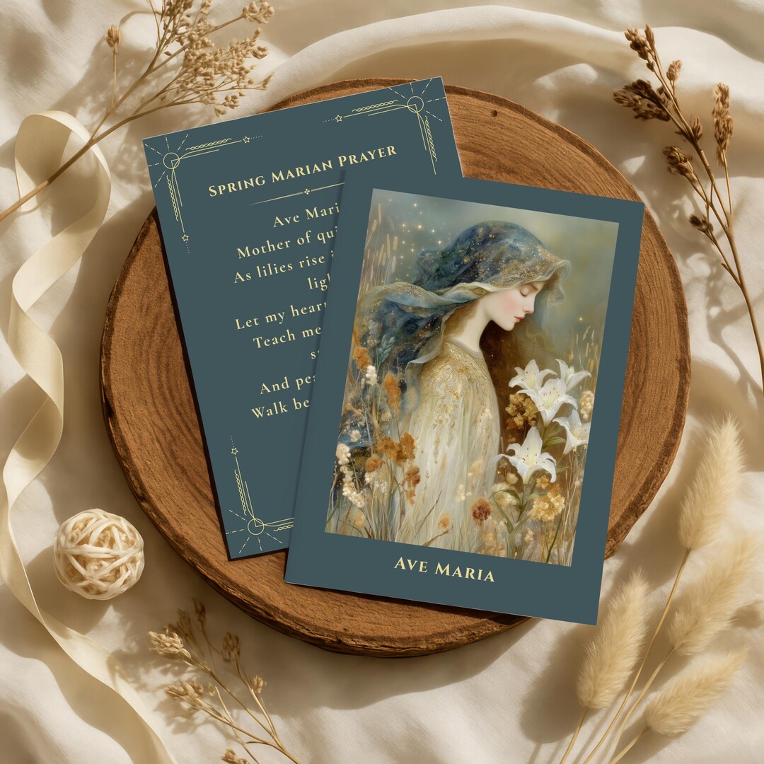 Spring Devotions Spring Virgin Mary Printable | Madonna of the Lilies | Ave Maria Altar ...