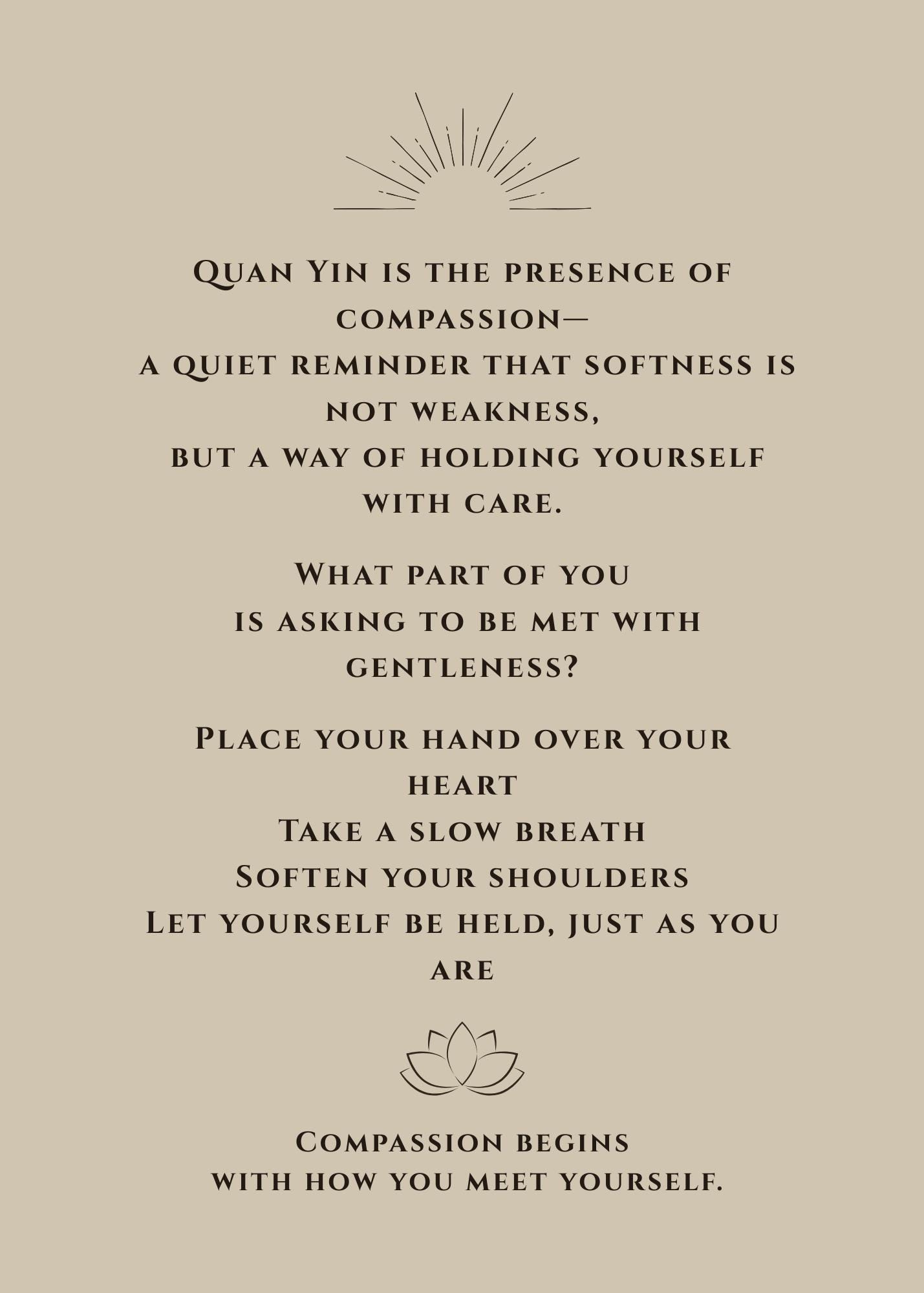 Compassion Oracle Card Quan Yin Goddess Oracle Card Printable | Compassion Affirmation Wall ...