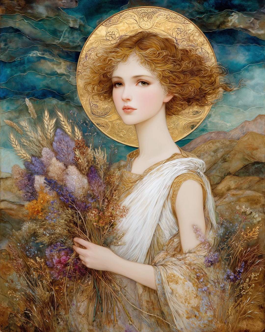 Flora Goddess of Flowers Set – Roman Symbolist Art Print + Myth Card ...
