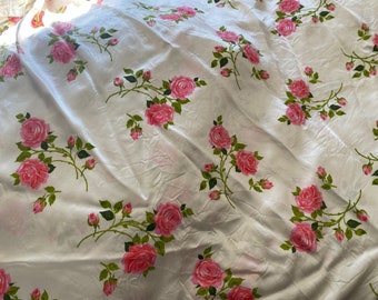 Vintage satin large roses shabby chic pillow sham beautiful