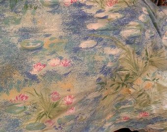 Amazing vintage French cotton long bolster pillowcase sham Monet look