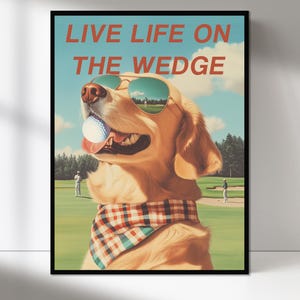 Golf Poster Printable, Golf Print, Golden Retriever Art, Golf Dog Poster, Golf Art, Funny Dog Art, Vintage Golf Art, Golden Labrador Art