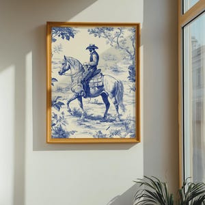 Vintage Chinoiserie Cowboy Toile Print, Wild West Home Decor, Cowboy ...