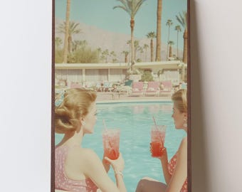 Retro Swimming Pool Art, Vintage Palm Springs Poster, Swimming Pool Art, Palm Springs Pool Art, Cocktail Art, California Hotel Bar Art