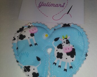 Tubie GTube Heart Shape 3 layer  Pad/Cover cow Themed Gastrostomy feed tube button pad gauze alternative, stoma cover