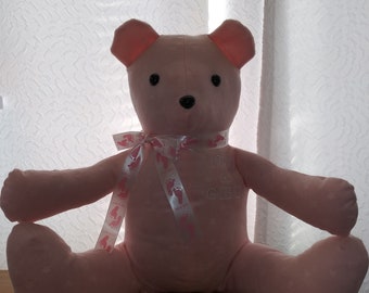 Teddy Bear IT' S A Girl Light Pink Soft  Minky Teddy Bear Embroidered Handmade Gift/Baby