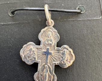 Vintage Creed Sterling 4 Way Cross Medal