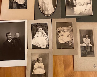 Lot of 8 Antique Photographs of Babies