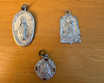 Lot of 3 Vintage Aluminum Religious Medals