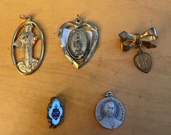 Lot of 5 Vintage Religious Medals