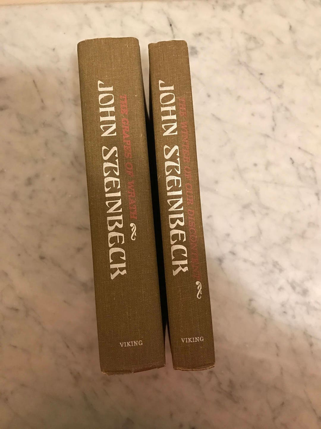 Vintage John Steinbeck Books, the Grapes of Wrath and the Winter of Our