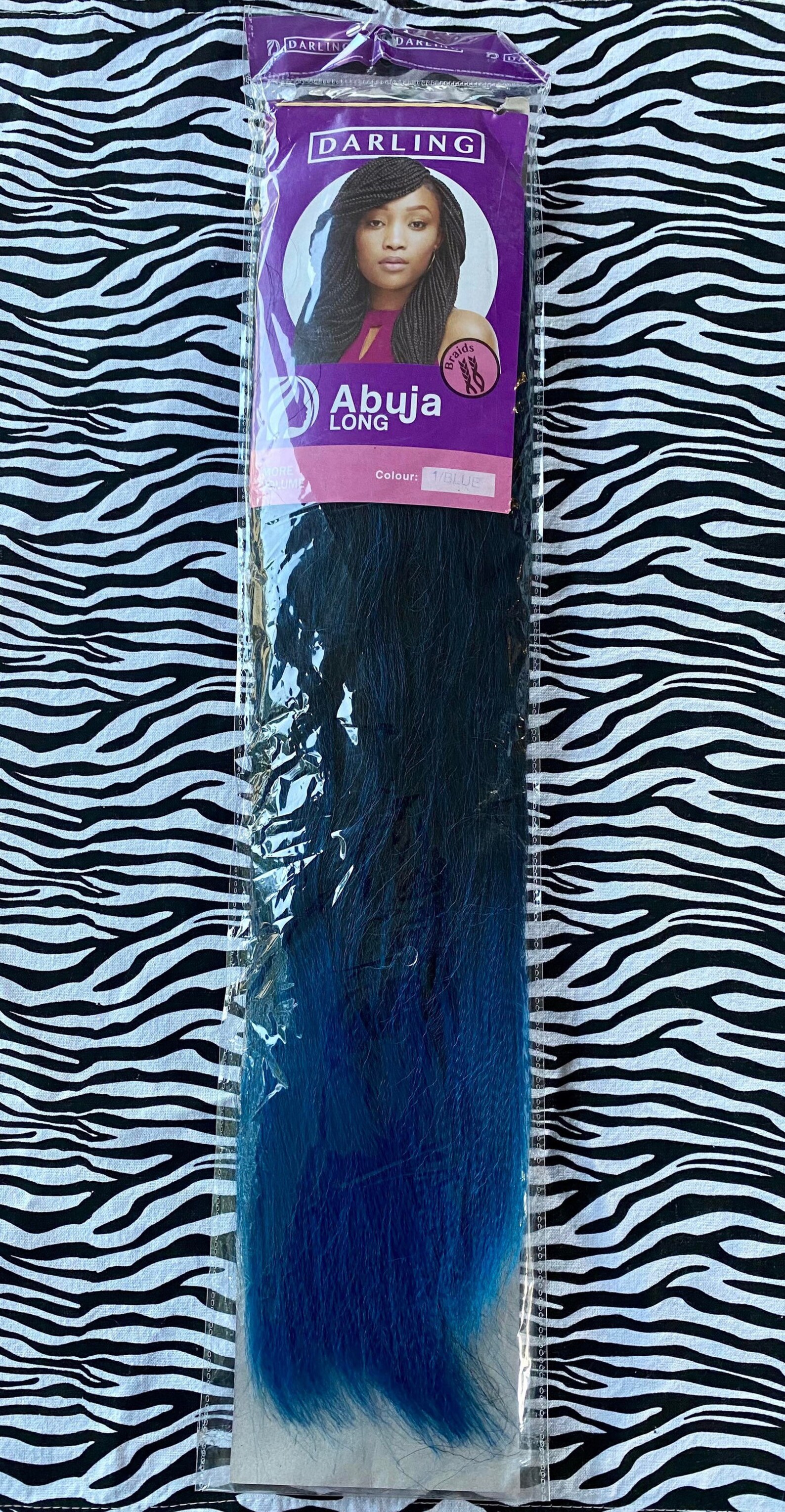 Black to Blue Ombre LONG Darling Abuja Braid & Cornrows Synthetic Hair Extensions 1/blue Hot
