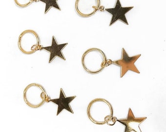 6 pack of gold metal star rings fashion dangle hair braid dreadlock clip bead cuffs braiding accessories