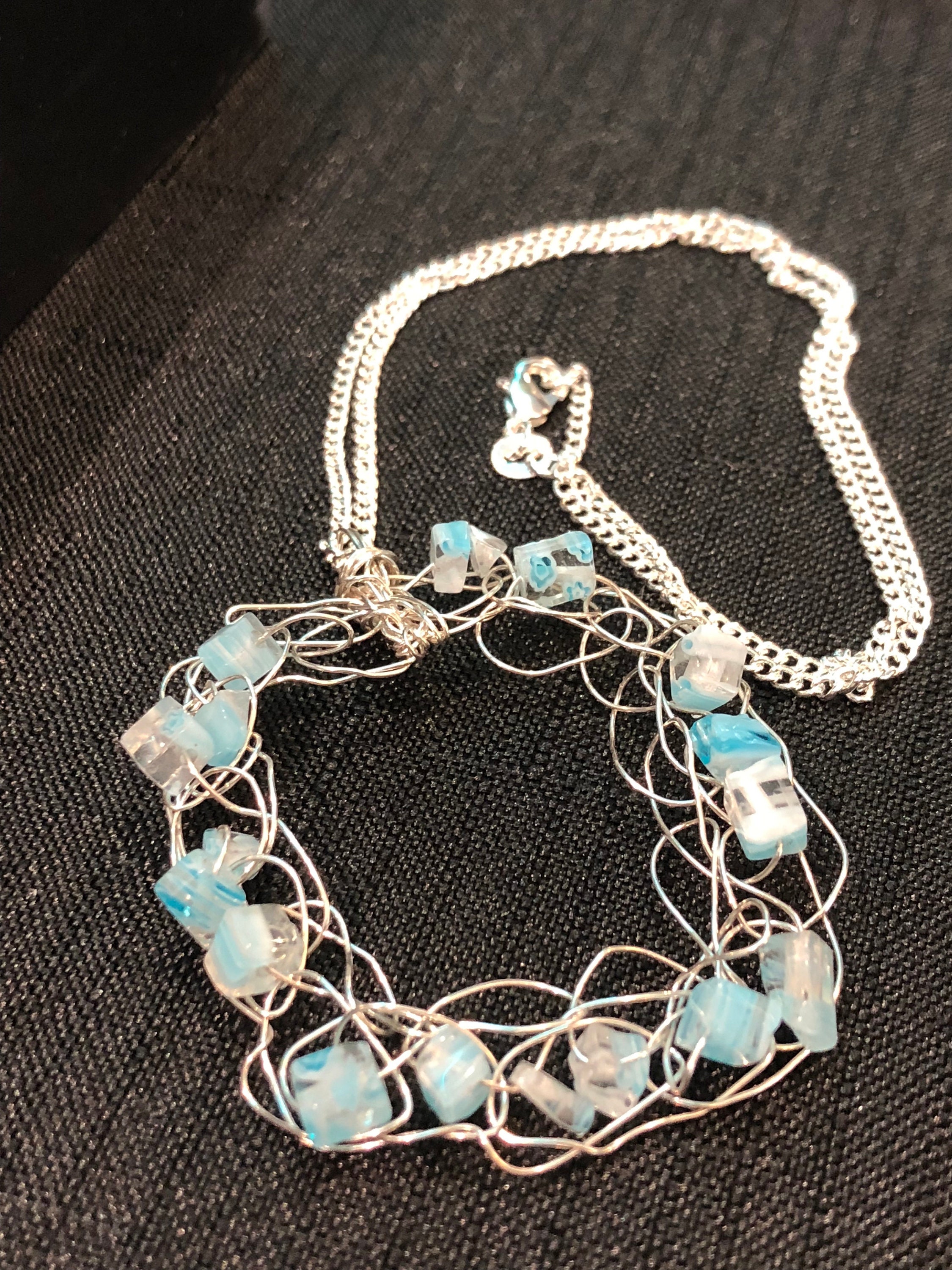 Sjc10321 Pendant Necklace Sterling Silver Wire Crochet