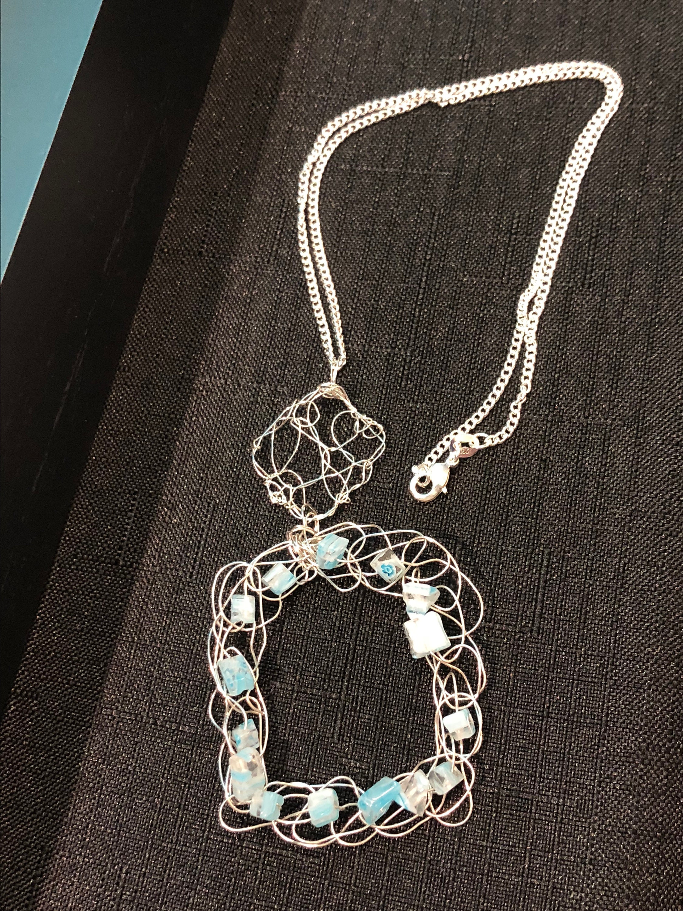 Sjc10322 Pendant Necklace Sterling Silver Wire Crochet