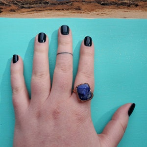 Size 10 Lapis Lazuli Statement Ring | Solitaire Ring | Lapis Lazuli | Copper Ring | electroformed jewelry
