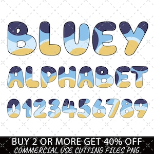Bluey Alphabet SVG PNG、Bluey Family Png、デカール ファイル、ビニール ステッカー、車の画像、Bluey Dad PNG、Bluey Mom Png、Bluey Friends、Bluey Bingo