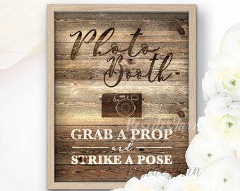Rustic Wedding Photo Booth Sign – Farmhouse Wood Decor (Digital Download)