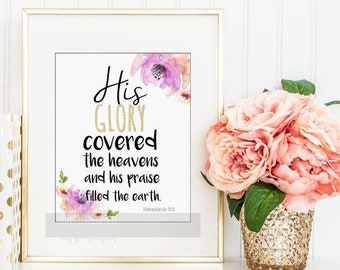 Inspirational Bible Verse Wall Art Printable, Christian Office Scripture Digital Art Print
