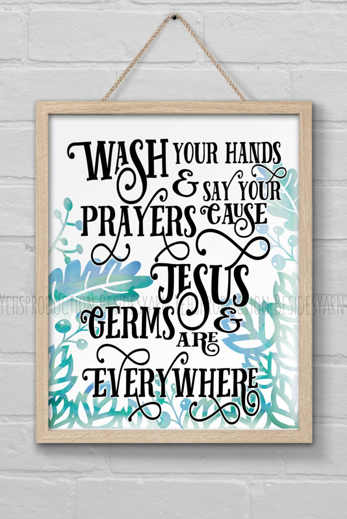 Bathroom Wall Decor, Bathroom Print, Jesus and Germs Are Everywhere ...