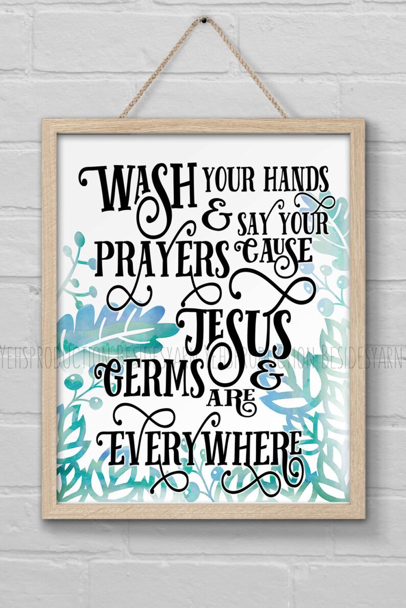 Bathroom Wall Decor, Bathroom Print, Jesus and Germs Are Everywhere Funny Bathroom Art, Bathroom