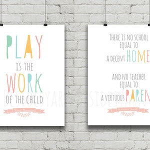 Montessori Homeschool Poster, Gandhi Quote, Play is Work (Digital Download)