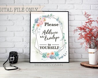 Address an Envelope Sign – Succulent Wreath, Baby Shower or Wedding (Digital Download)