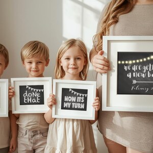 Baby Number 4 Pregnancy Announcement Photo Prop Signs (Digital Download) image 3