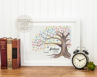 Personalized Tree Fingerprint Guestbook PRINTABLE, Alternative Event Guest Sign Book, Teacher Appreciation Gift, Birthday Party, Baby Shower